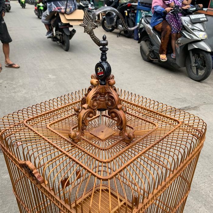 SANGKAR KANDANG KOTAK CMS OVAL JATI UKIR