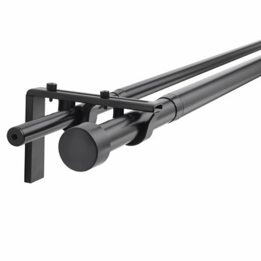 Rel Batang Gorden Double Track Siap Pasang 120_210Cm Lkea Ori_Hitam