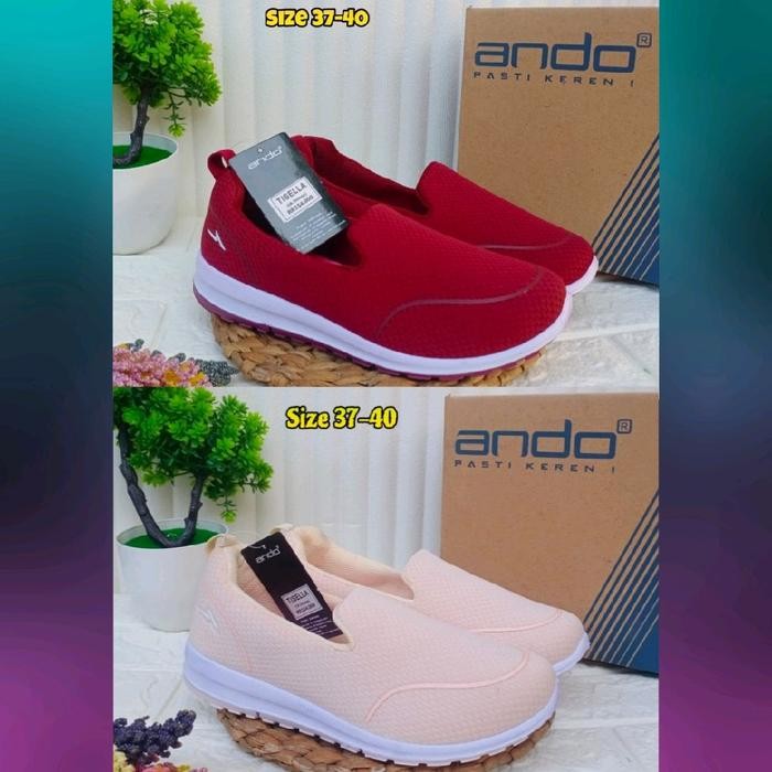 Slip On Wanita Size 37-40 - Sepatu Sekolah Full Hitam - Sepatu Slip On - Sepatu Ando Tisella -