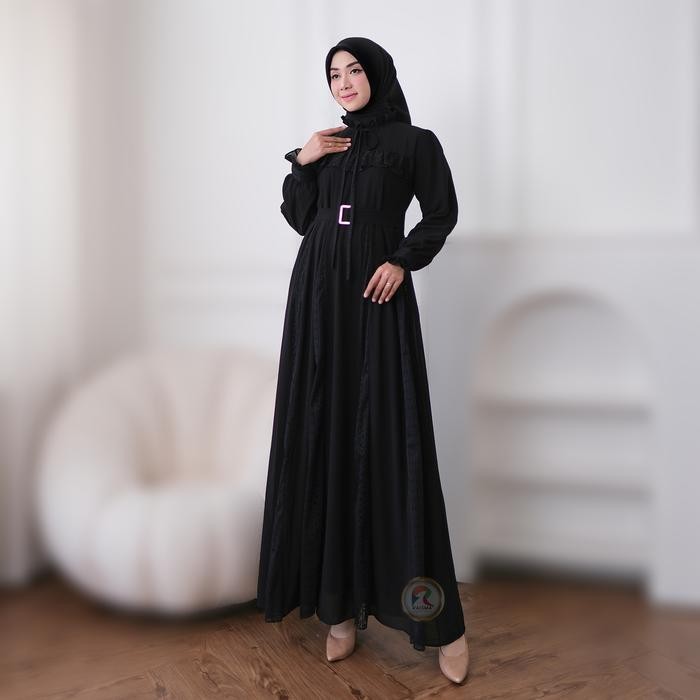 Raisma- Zubaidah Gamis Hitam Zubeth Pecah 8 Kombinasi Brokat Cantik