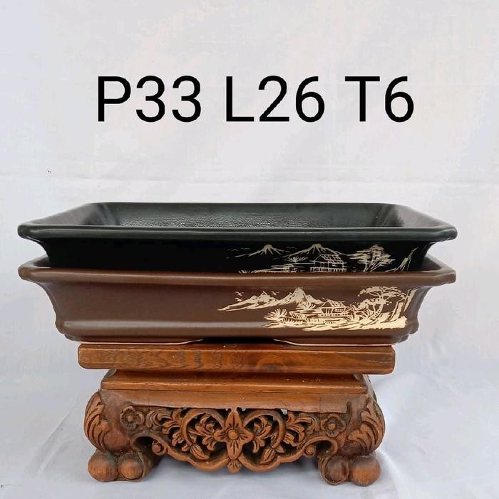 pot keramik bonsai kotak ukuran besar 33cm