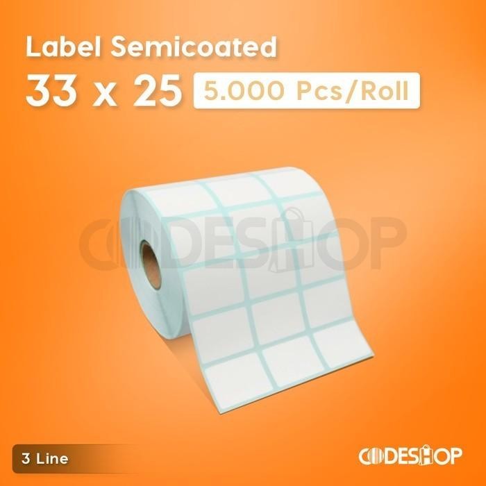 

AT Label Semicoated 33x25 mm Stiker Printer Barcode Zebra TSC Honeywell