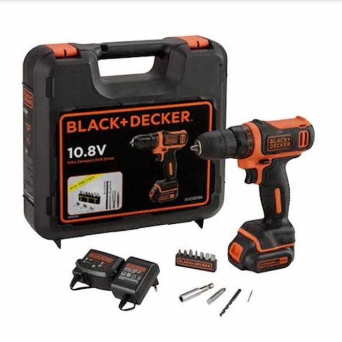 Black + Decker Cordless Drill Driver Bor Baterai 10.8V BDCDD12K