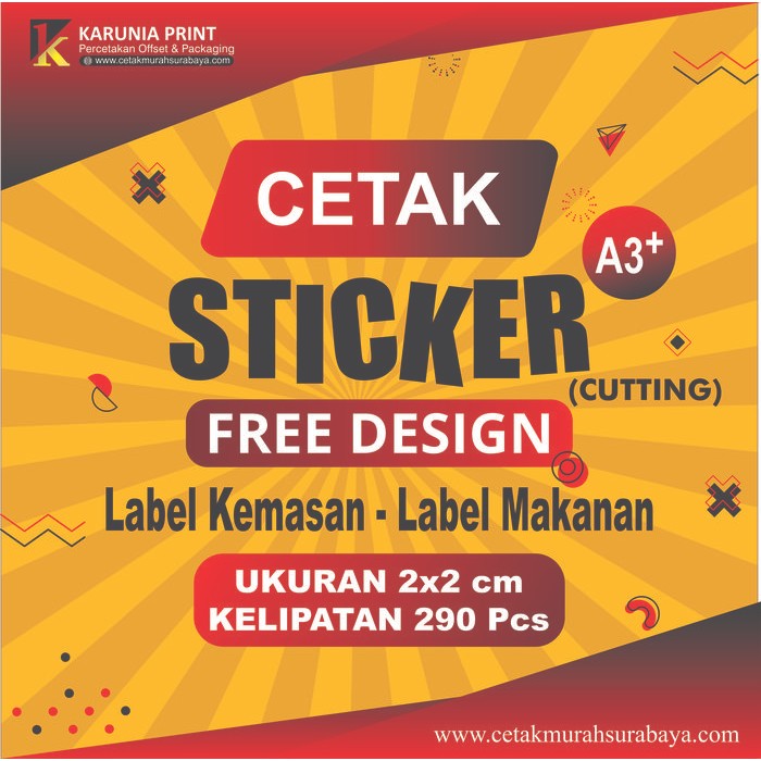 

AT Print Cetak Sticker Label Stiker Chromo A3+ Cutting Grosir Murah 2 cm
