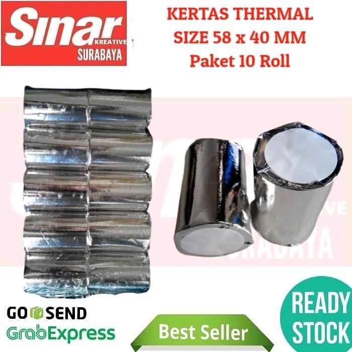 

AT KERTAS THERMAL STRUK 58 x 40 MM - PAKET 10 ROLL (KERTAS STRUK KASIR)