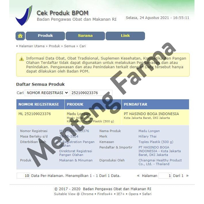 

Longan Honey Hillary Thai 500 Gram - Madu Murni Thailand Buah Longan