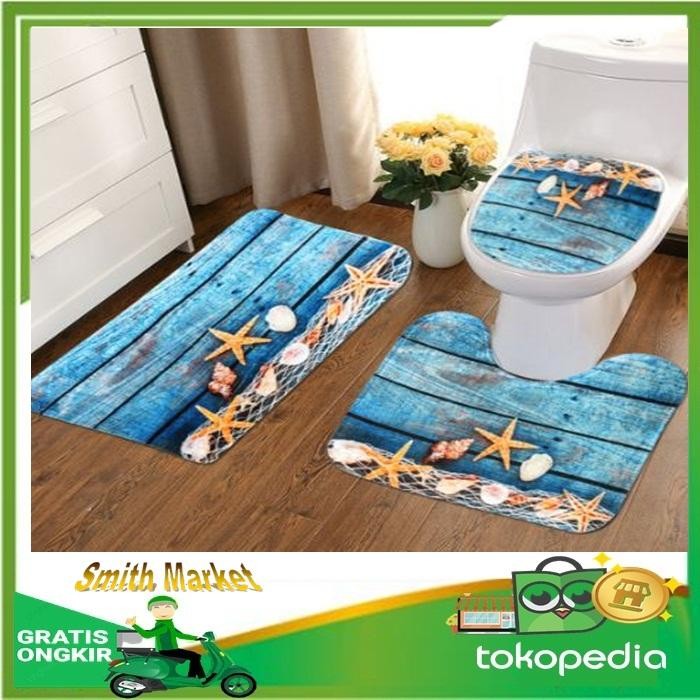 BEST SELLER 1 Set Karpet+Cover Dudukan Toilet+Keset Kamar Mandi Anti Slip