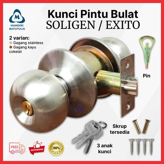 Konci Kunci Pintu Kamar Mandi WC - Konci Pintu Bulat Stainless Besi