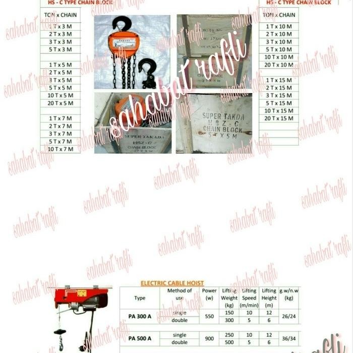 Populer Takel 2Ton X 10Mtr Super Takada