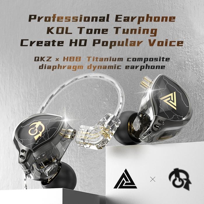 Qkz X Hbb Titanium-Coated Diaphragm Driver Hifi Earphones With Mic