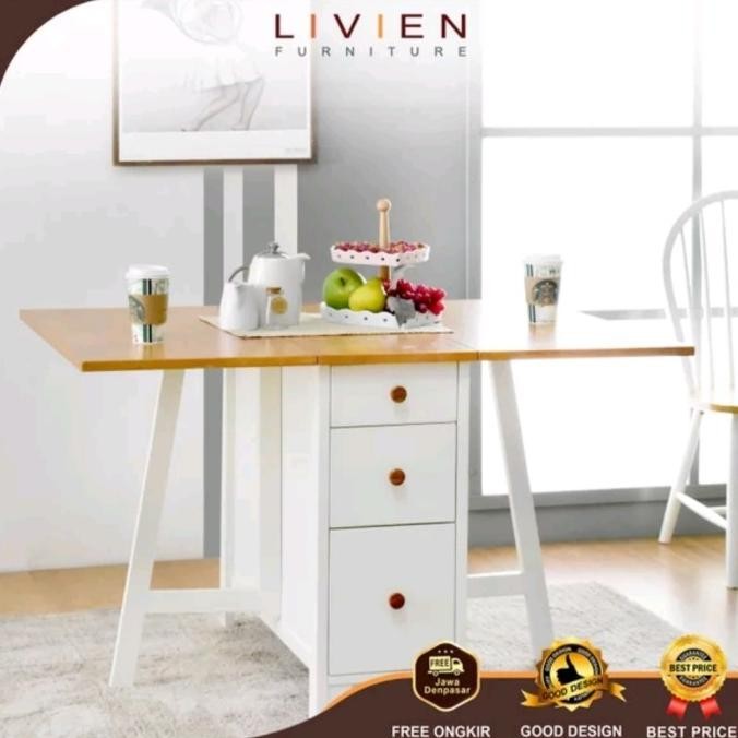 Meja Makan Lipat Transformer Livien / Meja Makan /Furniture Nimalis