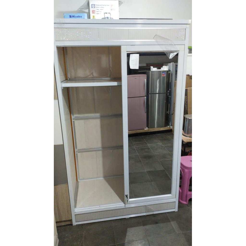 Lemari Pakaian 2 Pintu Sliding Pvc Kaca Alumunium Khusus Bogor