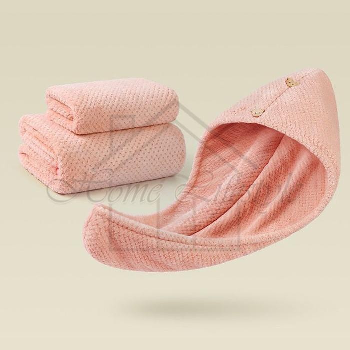 Handuk Set 3 In 1 / Handuk Mandi / Handuk Muka / Handuk Keramas / Handuk Microfiber Set 3 Pcs