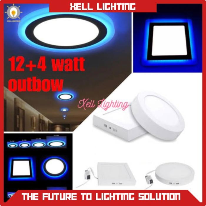 lampu downlight led panel 2 warna downlight 12+4w led outbow plafon
