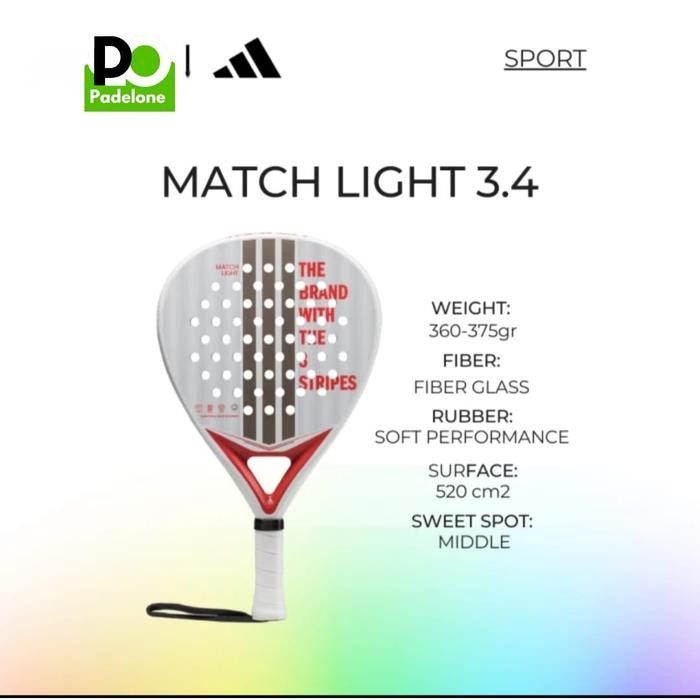 Adidas Match Light 3.4 Padel Racket Raket Padel Raket Adidas New Best Quality 100% Original