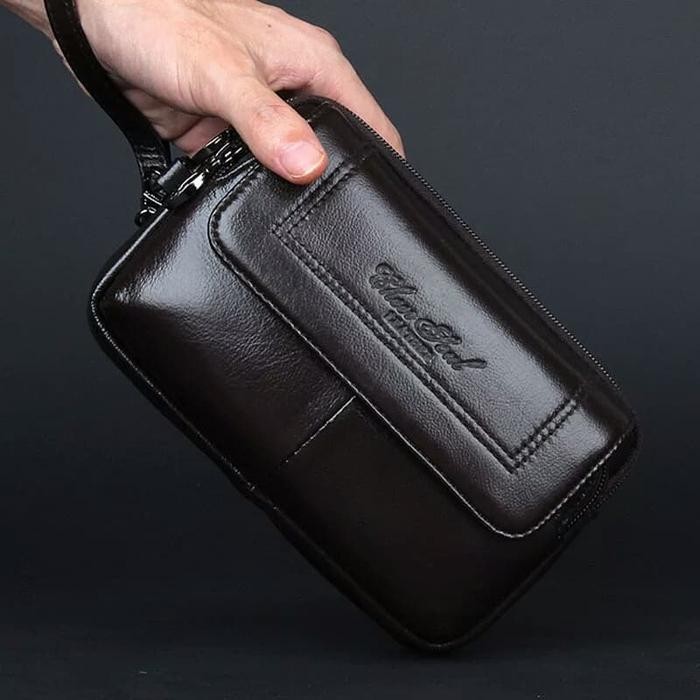 hand bag kulit mini cheer soul tas hp pouch dompet pria - clutch