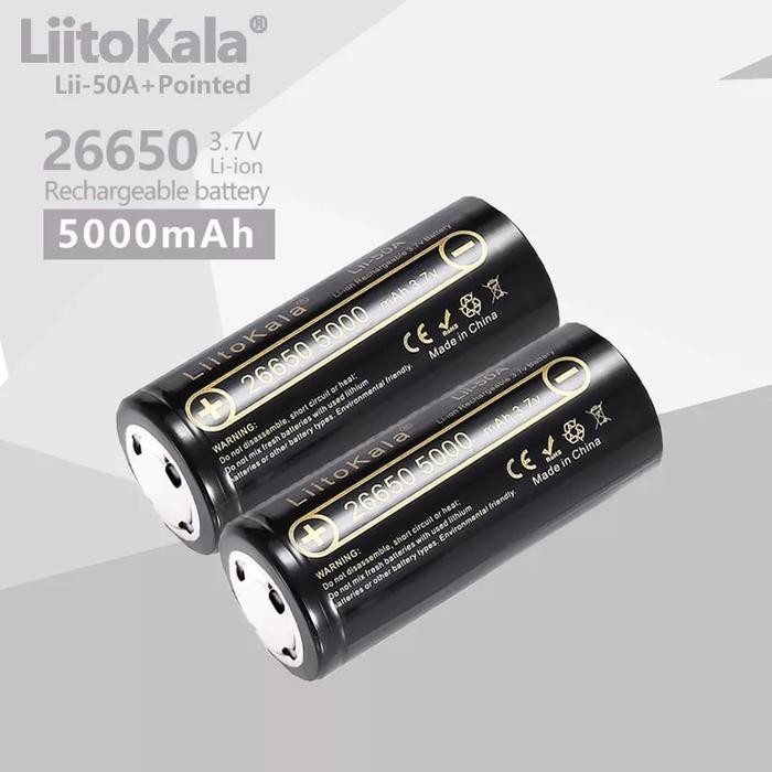 Liitokala Lii-50A 26650 5000Mah Pointe Li-Ion Rechargeable Battery