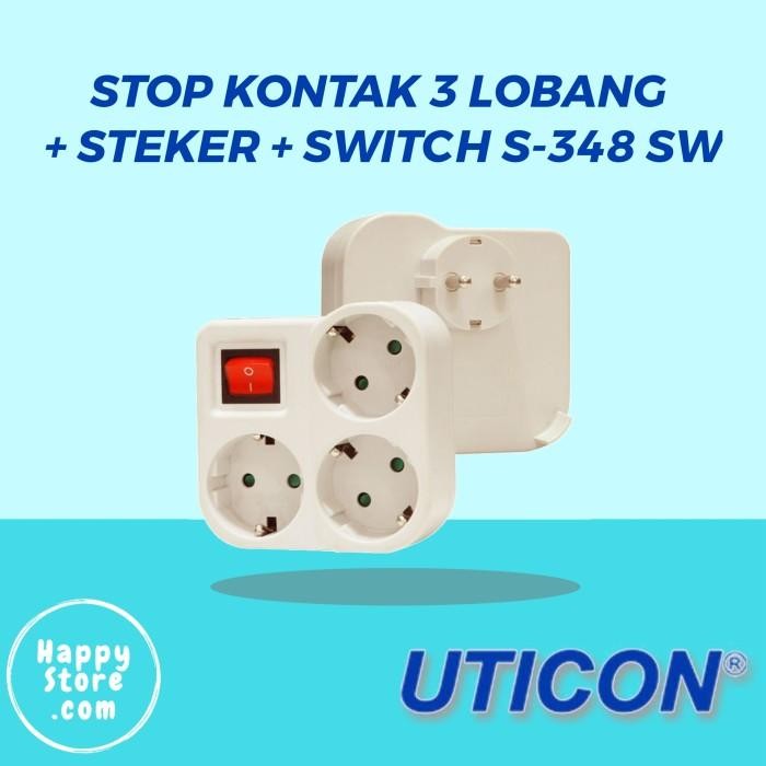 Stop 3 Lobang + Steker + Switch Uticon S-348 SW