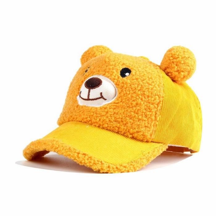 TOPI BASEBALL ANAK MODEL BERUANG TELINGA POMPOM BUNYI RATTLE