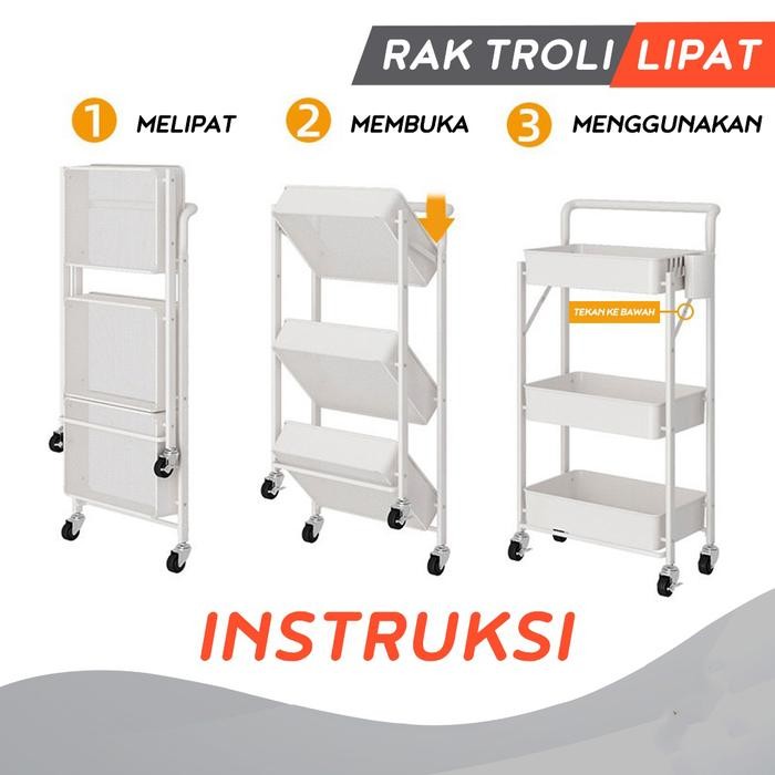 New Rak Troli Lipat Penyimpanan Kamar Mandi Dapur Tidur Beroda Minimalis