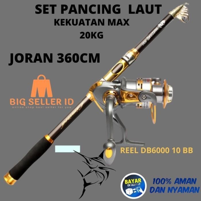 Set Joran Pancing Laut Kekuatan Max 20kg Reel Spinning