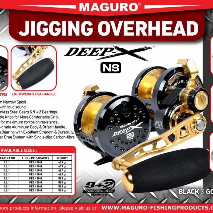 Reel Jigging Overhead OH maguro DEEP X NS Ukuran 400N 400NL 500N 500NL