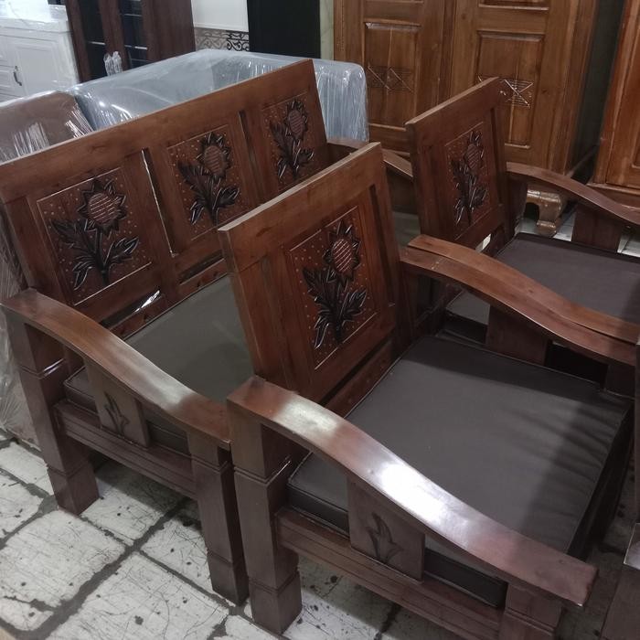 Sofa Kayu Jati Flamboyan 211 / Kursi Jati Jepara / Sofa Kayu Jati 211 / Sofa Kayu Jok Bisa Lepas /