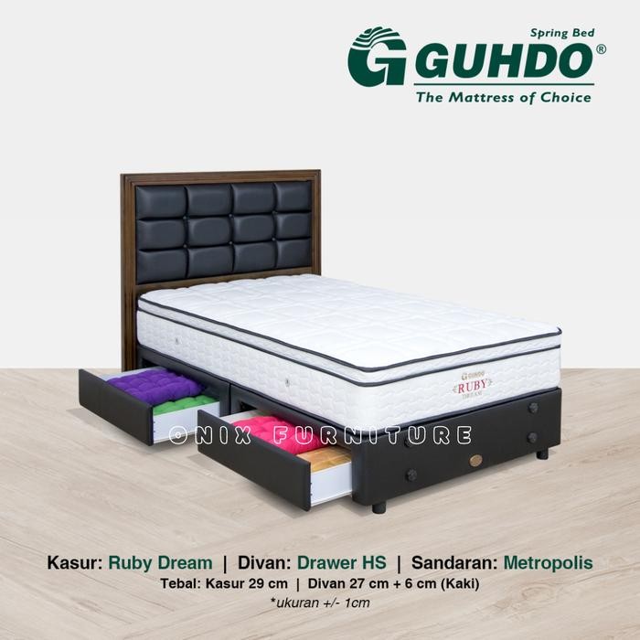 Springbed Guhdo Ruby Dream Drawer Horizontal Split Metropolis 160X200