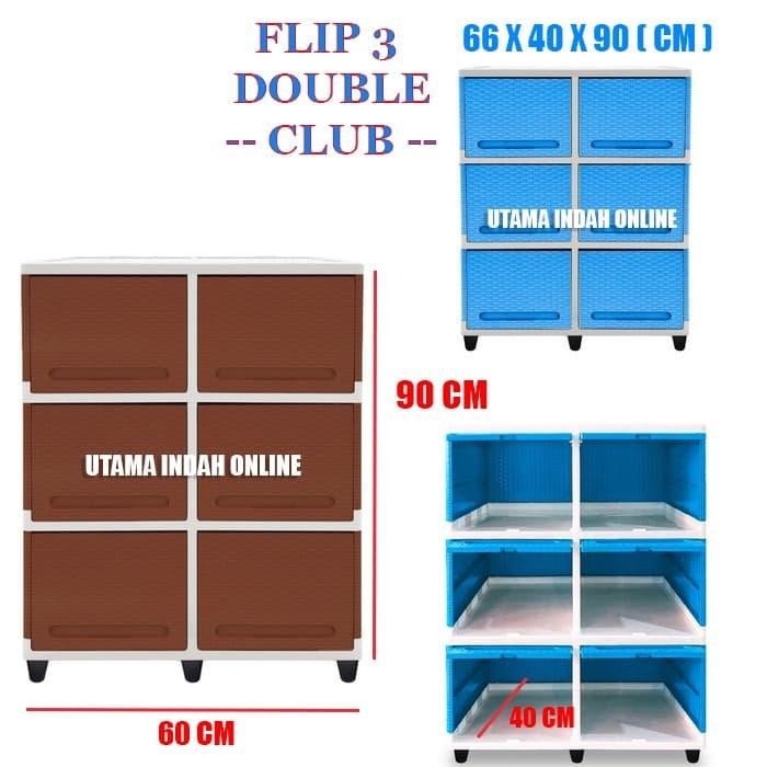 Lemari Plastik / Lemari Serbaguna Flip Double Susun 3 Club