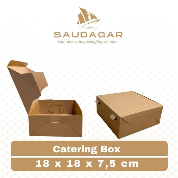 

Box Kotak Nasi Katering ukuran 18x18 bahan kraft laminasi