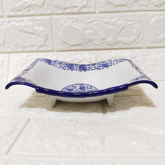 Piring Saji Segi Empat / Piring Saji Keramik Biru Putih