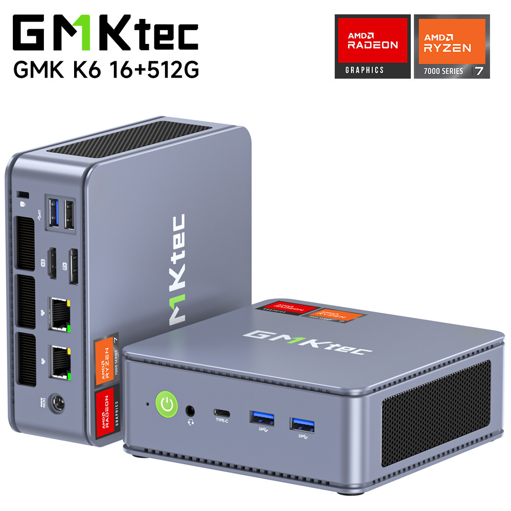 GMKtec K6 Mini PC AMD R7-7840HS 8C/16T 16GB DDR5 512GB PCIe 4.0 SSD Mini Desktop Computer Window 11