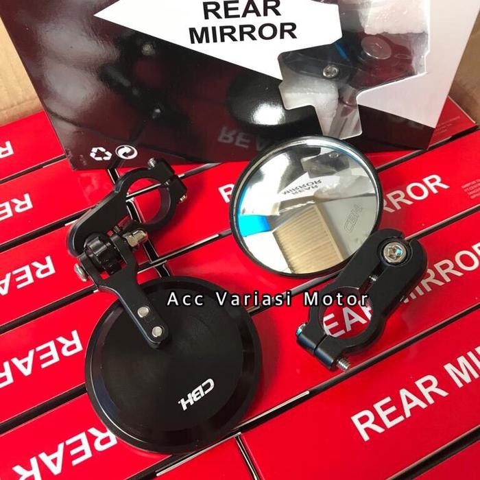 Spion Bulat Jepit Stang Kaca Bening CBH Supermoto Cross Universal Motor KLX / CRF / WR DLL Bisa