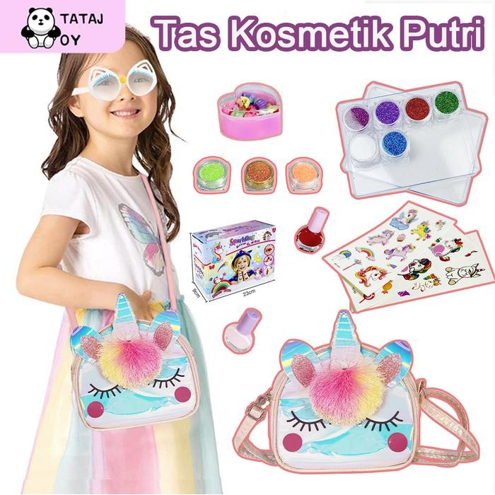 Tatajoy Mainan Tas Anak Cewek Mainan Make Up Tas Anak Cewek Lucu Unicorn Mainan Makeup Anak Makeup