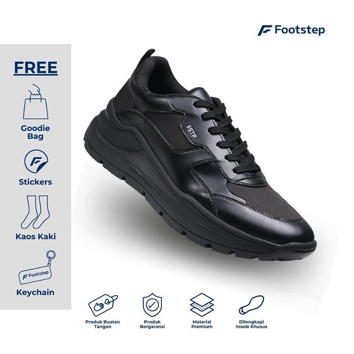 Footstep Footwear Sepatu Pria Casual Perwira Prabu - Black Shoes *