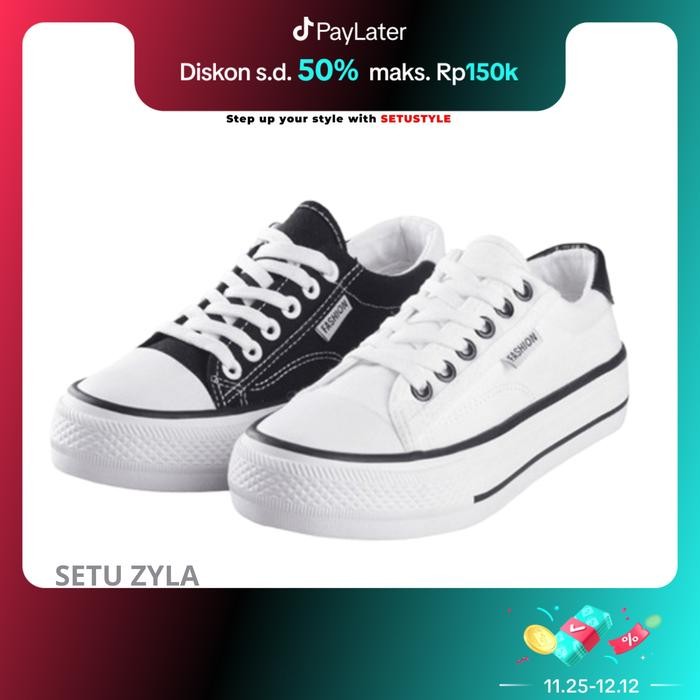 

Setu Zyla Sepatu Sneakers Wanita Canvas Casual Wanita Ringan Lebaran 2024 Simple Polos Sol Karet