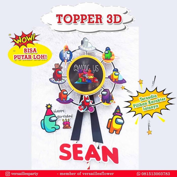 Topper Among Us 3D Putar/Cake Topper 3D Among Us/Tusukan kue Bianglala