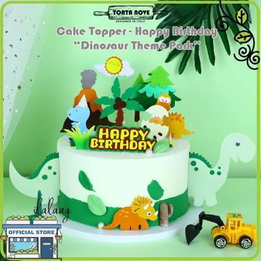Cake Topper Happy Birthday tema DINOSAURUS Hiasan kue ultah HBD - DINO