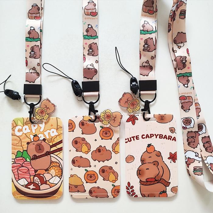 

ID Card Holder Name Tag Lanyard / Kalung Wadah Kartu Identitas Tapping Cute Capybara Kapibara Lucu