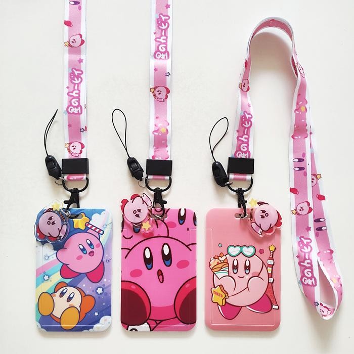 

ID Card Holder Name Tag Lanyard / Kalung Wadah Kartu Kirby Pink Lucu 2