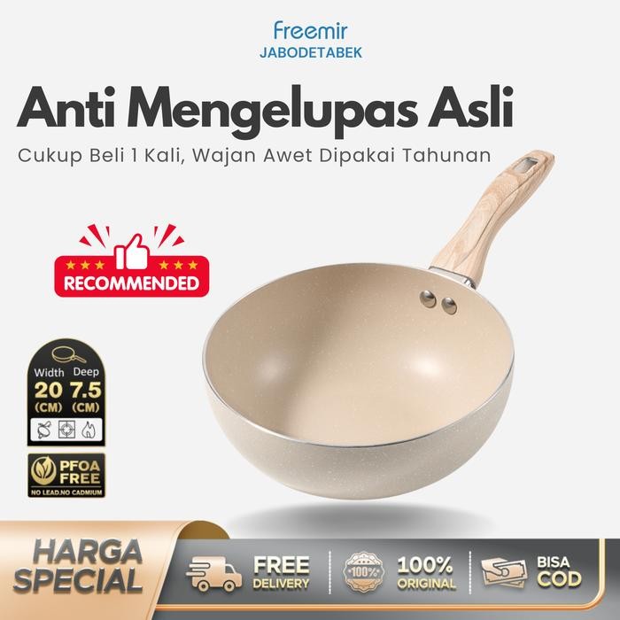 [MEGA SALE] BEST SELLER mir Wajan Cekung Anti Mengelupas Anti Lengket Anti Gores Beige 20 cm