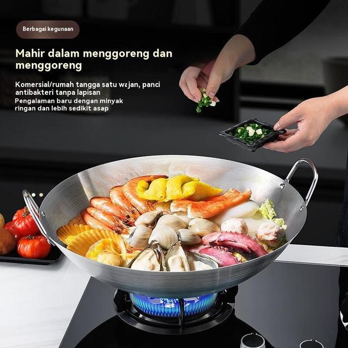 Wajan bajawajan penggorengan tebal semua stainless steel/wajan anti lengket stainless steel 304