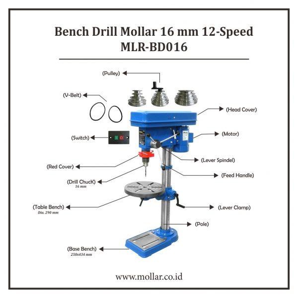 MOLLAR BOR DUDUK 16MM DRILL PRESS HEAVY DUTY - MESIN BOR DUDUK TERMURAH