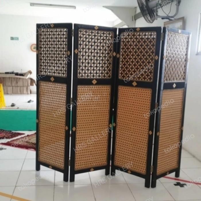 ( 1 Pintu )Pembatas Ruangan Partisi Penyekat Ruangan Rotan Sintetis Pasti Diskon