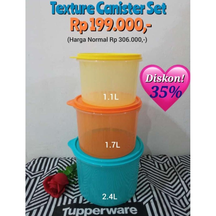 TUPPERWARE TEXTURE CANISTER SET (3) - TOPLES MAKANAN Kode 767