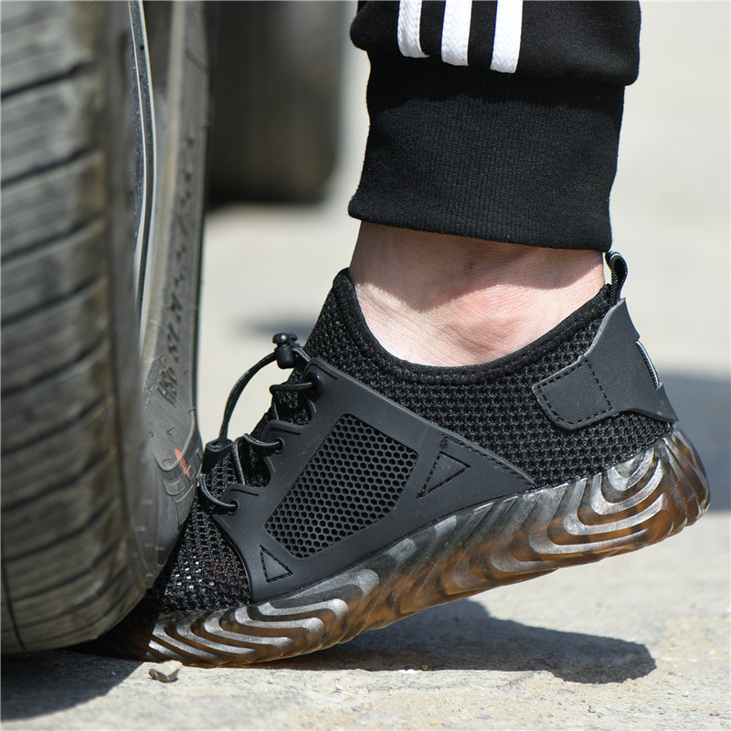 Breathable Men Work Shoes Summer Safety Shoes Lightweight Protective Sneakers Safety Steel Toe Shoes