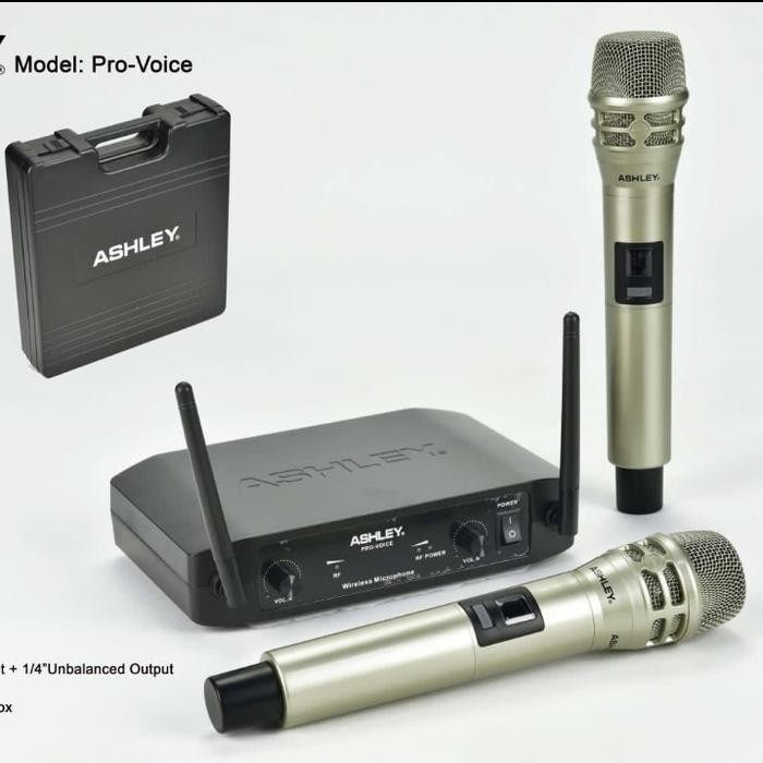 Mic Wirelles Ashley Pro Voice Isi 2 Mic Pegang Original Jarak 100 M