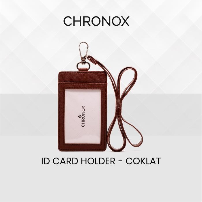

CHRONOX Lanyard Pria Wanita Kulit Saffiano ID Card Holder AVERY