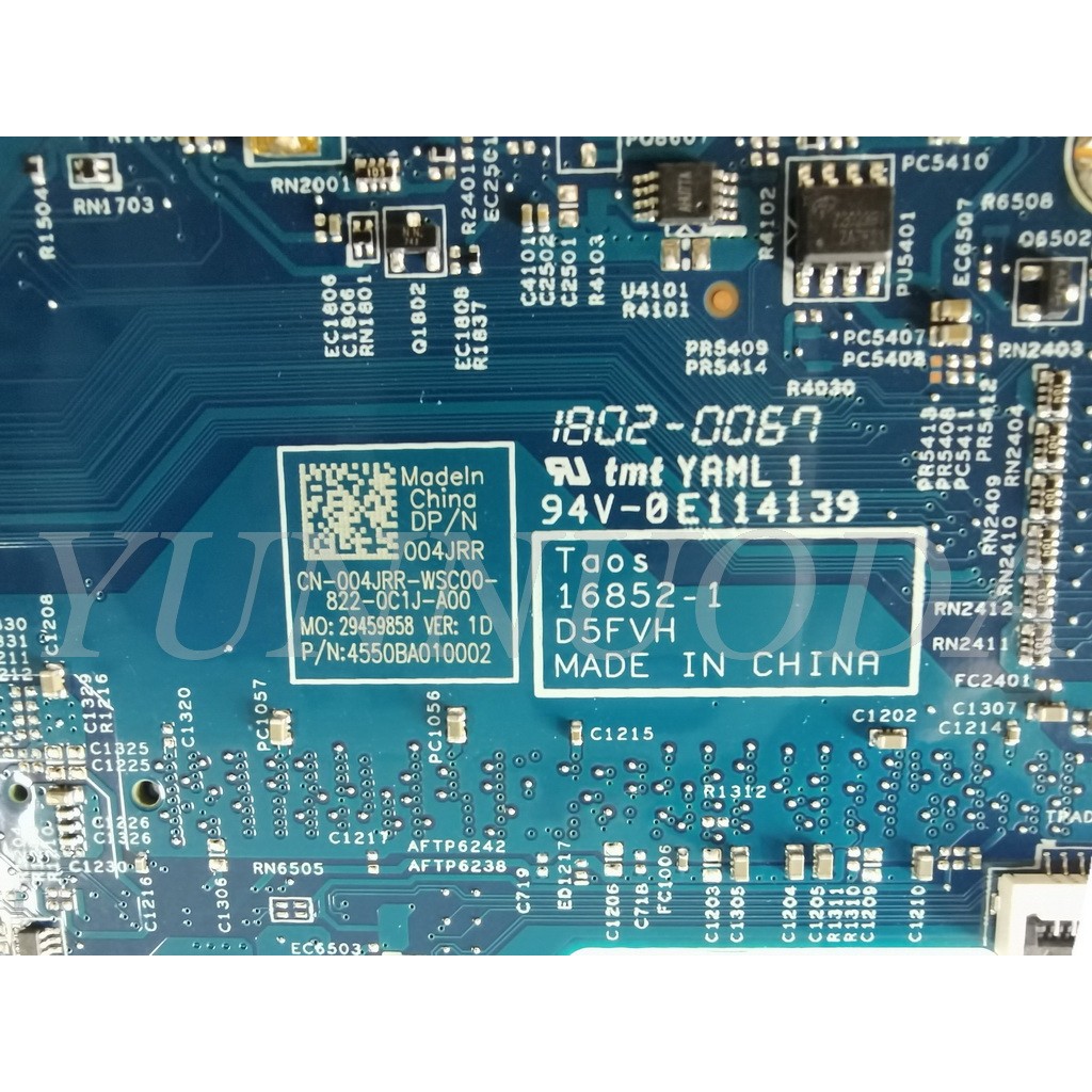 Original for DELL Latitude 3480 3580 Laptop motherboard 3480 3580 I3-7100U 16852-1 CN-004JRR tested