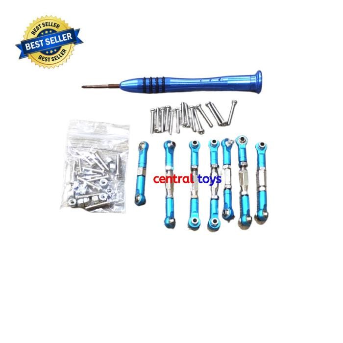 Metal Pull Rod 7Pcs Bonus Obeng Untuk Wltoys 124018 124019 Xk 144001